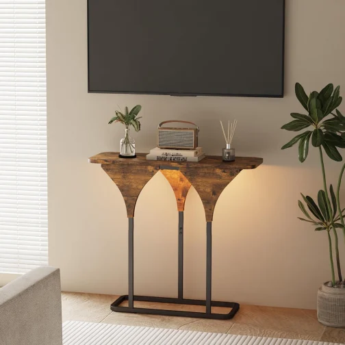 Mesa Lateral para Sofá, Mesa Lateral de Madeira com Design Moderno, Mesa de Console para Entrada, Sala de Estar e Quarto, Estilo Industrial - Imagem 8