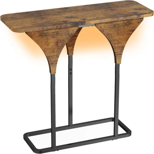 Mesa Lateral para Sofá, Mesa Lateral de Madeira com Design Moderno, Mesa de Console para Entrada, Sala de Estar e Quarto, Estilo Industrial - Imagem 9