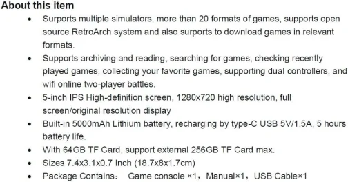 TRIMUI Smart Pro Handheld Game Console, Mini Game Player Compatible with More Than 20 formats of Games and 5 inch IPS High-Definition Screen, Portable Video Game Console (Black 64G) - Imagem 8