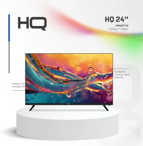Smart TV HQ 24" HD tela sem bordas Android 12 design slim HQS24NKHM - Imagem 4