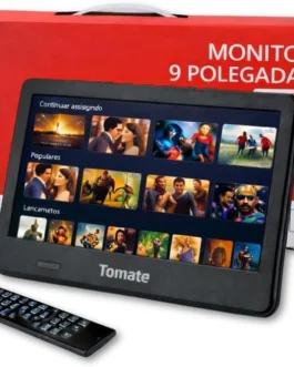 TV Digital Portátil 9 Polegadas Recarregável com Antena Tomate, USB com Sistema PVR para Gravação MicroSD, Controle Remoto Bivolt