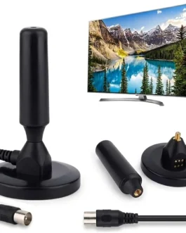 Antena Digital Interna e Externa para TV – HDTV 4K UHF VHF Smart TV, Led, LCD, 3D, Cabo 5 Metros, Com Base de Imã e Resistente a Água