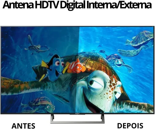 Antena Digital Interna e Externa para TV - HDTV 4K UHF VHF Smart TV, Led, LCD, 3D, Cabo 5 Metros, Com Base de Imã e Resistente a Água - Imagem 5