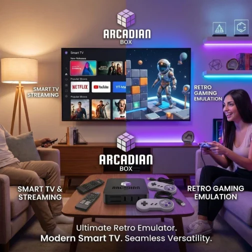 Arcadian Box - Smart TV Box Android & Console Retro Emulador (4K Ultra HD) - Fliperama Arcadian - Imagem 3