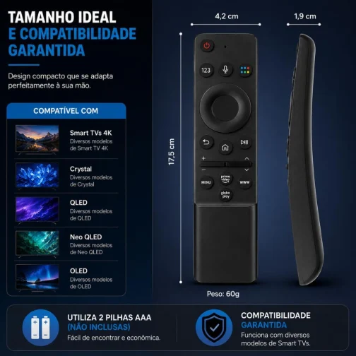 Controle Remoto Premium Compatível com Samsung Smart TV 4K, Crystal, QLED, Neo QLED e OLED – Não Precisa Configurar – Atalhos para Netflix, Prime Video e Apps - Imagem 6