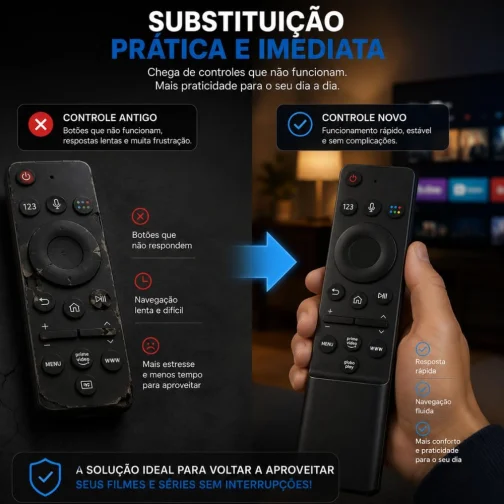 Controle Remoto Premium Compatível com Samsung Smart TV 4K, Crystal, QLED, Neo QLED e OLED – Não Precisa Configurar – Atalhos para Netflix, Prime Video e Apps - Imagem 8