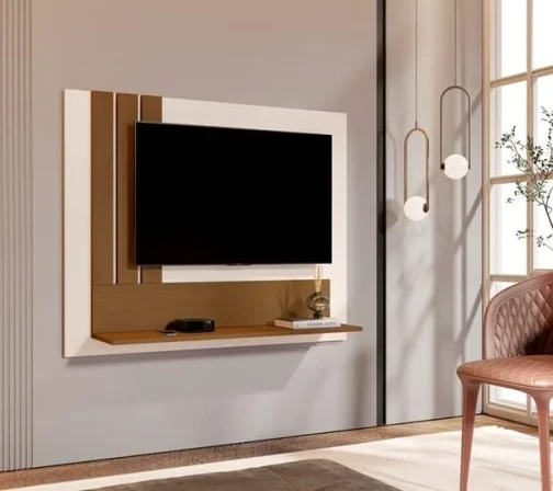 Painel TV Smart até 43 Polegadas 5119 - Off White/Nature - JM Casa dos Moveis - Imagem 2