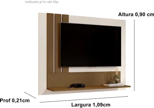 Painel TV Smart até 43 Polegadas 5119 - Off White/Nature - JM Casa dos Moveis - Imagem 3