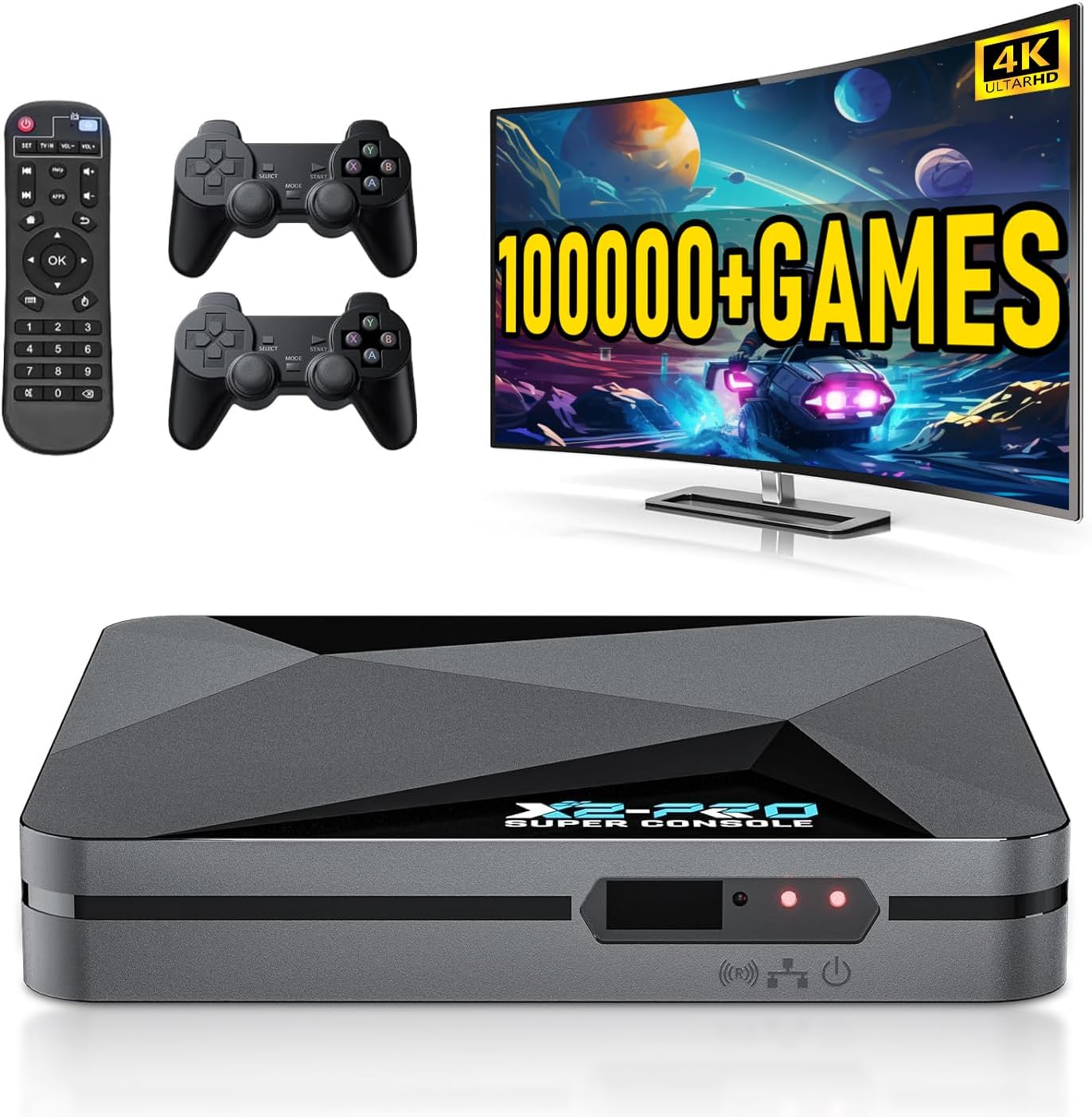 Kinhank 2025 Upgrade Super Console X2 pro with 100000+Games Retro Game Console, Video Game Console with EmuELEC 4.6/Android 9.0 in 1, 2.4G+5G and BT 5.0,2 Gamepad Inside