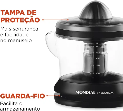 MONDIAL Espremedor Premium, Preto, 30W, 110V - E-02 - Imagem 5