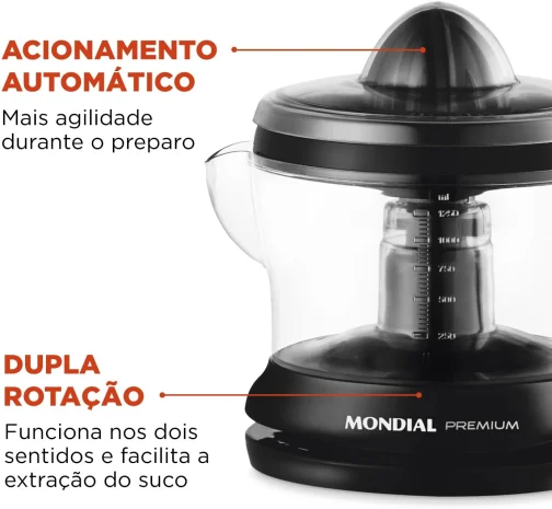 MONDIAL Espremedor Premium, Preto, 30W, 110V - E-02 - Imagem 6