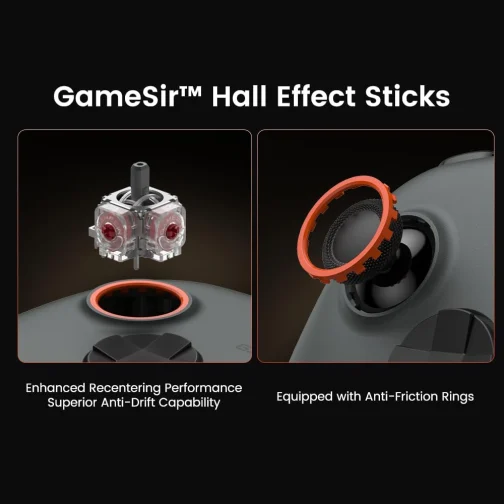 GameSir Nova 2 Lite Controle Sem Fio para PC com Hall Effect nos Analógicos e Gatilhos, 1000Hz 2.4G/Wired, Botões Programáveis – Compatível com PC, Switch, Steam, Android - Cinza Grafite - Imagem 5