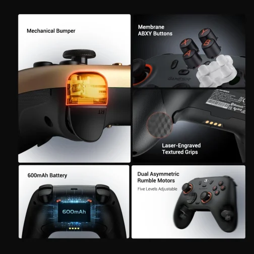 GameSir Nova 2 Lite Controle Sem Fio para PC com Hall Effect nos Analógicos e Gatilhos, 1000Hz 2.4G/Wired, Botões Programáveis – Compatível com PC, Switch, Steam, Android - Cinza Grafite - Imagem 10