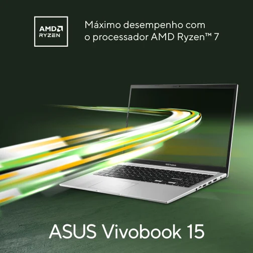 Notebook ASUS Vivobook 15 AMD Ryzen 7, 16 GB, 512 GB SSD, W11 Home, 15.6'' FHD, Cool Silver - M1502YA-NJ655W - Imagem 4