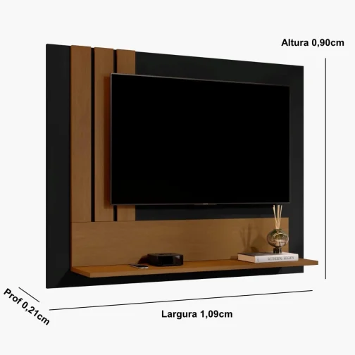 Painel Sala Para TV até 43 Polegadas 5119 Smart - Preto/Nature - JM Casa dos Moveis - Imagem 3