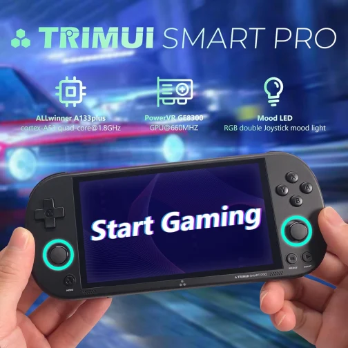 Trimui Smart Pro Handheld Game Console, Retro Hand Held Video Gaming Consoles with 64G/256G TF Card, 5 inch Screen Portable - Black 64GB - Imagem 3