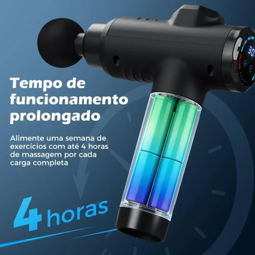 Pistola de Massagem YARUIKE, Massageador Muscular Portátil com 10 Cabeças, 30 Velocidades e Tela LCD, Preto - Imagem 4