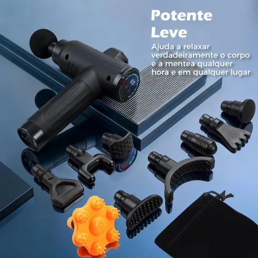 Pistola de Massagem YARUIKE, Massageador Muscular Portátil com 10 Cabeças, 30 Velocidades e Tela LCD, Preto - Imagem 5
