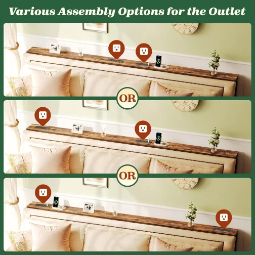 SUPERJARE Mesa de console estreita de 240 cm com tomada, mesas de sofá, mesa atrás do sofá, mesas de entrada longas com estação de carregamento, para sala de estar, marrom rústico - Imagem 7