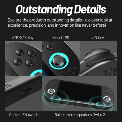 Video Game Console Trimui Smart Pro Emulador Mini Game, SD 64 GB, Tela HD IPS de 4,9 Pol, Sistema Linux, Suporte a Mais de 5500 Jogos Clássicos, Gamepad sem Fio 2.4G/5G, WiFi Bluetooth - Cinza Retrô. - Imagem 7