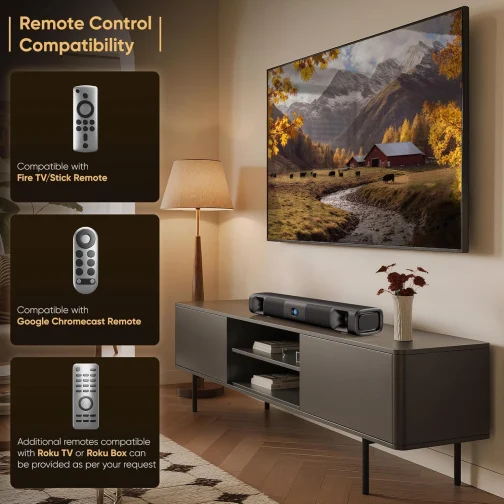 Saiyin Barra de som para Smart TV, barra de som Bluetooth 5.3 de 60 W com drivers de graves duplos e voz clara, sistema de som surround virtual com TV-ARC/óptico/AUX para TV/PC/jogos/projetores, 43 cm - Imagem 8