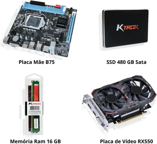 Computador Gamer MultiPC Intel Core I5 Placa de Video RX550 RAM 16GB SSD 480GB Sata Windows 11 Pro - Ideal para Jogos, Estudo e Edição - Imagem 3