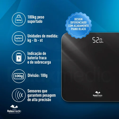 Balança Corporal Digital De Banheiro Ônix 180kg - Relaxmedic - Imagem 4