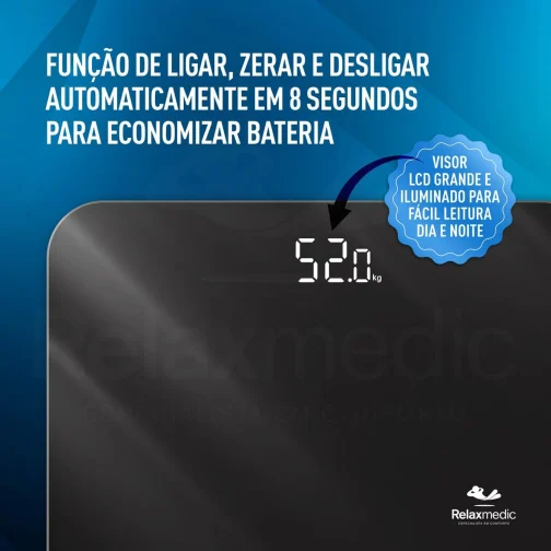 Balança Corporal Digital De Banheiro Ônix 180kg - Relaxmedic - Imagem 6