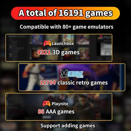 Console de Jogo Playzone com 1TB SSD, 16191 Jogos Embutidos e 80+ Emuladores, para PC com Windows 8.1 ou Superior - Imagem 4