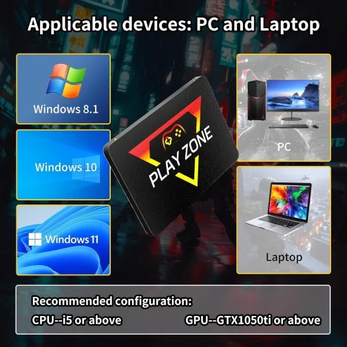 Console de Jogo Playzone com 1TB SSD, 16191 Jogos Embutidos e 80+ Emuladores, para PC com Windows 8.1 ou Superior - Imagem 5