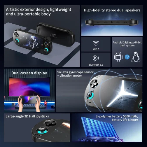 Aivuidbs RG VITA PRO Handheld Game Console RK3576 RG VITA PRO Android 14 System 5.5 IPS INCELL touchscreen 5000mAh 4GB +64GB - Imagem 9
