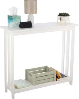 Lavish Home Mesa de console – mesa de entrada estreita de 99 cm x 30 cm – mesa de sofá de 2 camadas com prateleira de armazenamento aberta – mesas de console para entrada, corredor e hall de entrada