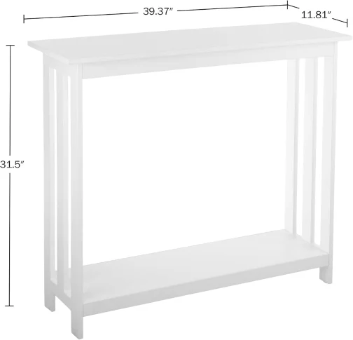Lavish Home Mesa de console – mesa de entrada estreita de 99 cm x 30 cm – mesa de sofá de 2 camadas com prateleira de armazenamento aberta – mesas de console para entrada, corredor e hall de entrada - Imagem 4