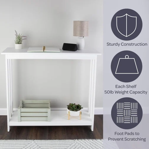 Lavish Home Mesa de console – mesa de entrada estreita de 99 cm x 30 cm – mesa de sofá de 2 camadas com prateleira de armazenamento aberta – mesas de console para entrada, corredor e hall de entrada - Imagem 5