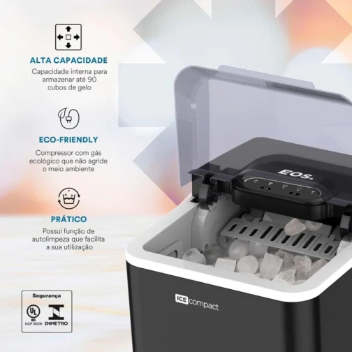 Máquina de Gelo EOS 12kg Ice Compact Preto EMG04P 110V - Imagem 3