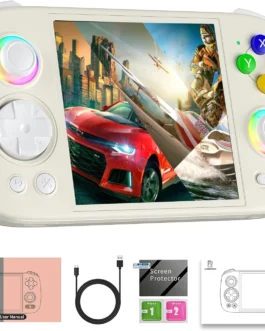 RG Cube Retro Game Console Handheld Game Console No Card Multi-Touch Screen Android 13 System Video Game Console with 5200mAh Battery,High-Speed Fan,16 Million Color Rgb Lighting(Beige White)