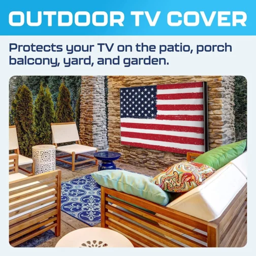 Garnetics Capa de TV externa 43 polegadas à prova d'água e à prova de intempéries | Gabinete de TV ao ar livre | Protetor de tela de TV Smart Shield para TV externa | Capa para mudança | Protetores de - Imagem 7