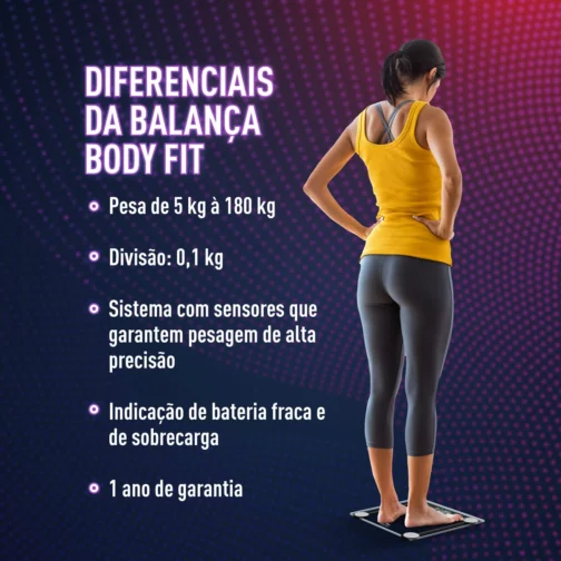 Balança Digital Corporal Body Fit Banheiro até 180kg - Relaxmedic - Imagem 3