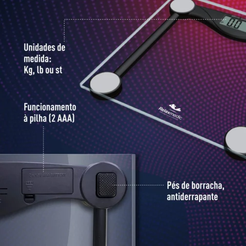 Balança Digital Corporal Body Fit Banheiro até 180kg - Relaxmedic - Imagem 6
