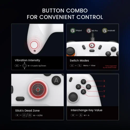 Controlador sem fio GameSir Nova Lite 2.4g para PC com Windows, iPhone, Android, Switch e Steam Deck, Controle Bluetooth Gamepad com gatilho de efeito Hall, Turbo, vibração Rumble(Nova Lite(Branco)) - Imagem 7