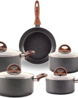 Brinox – Jogo de Panelas Antiaderente Ceramic Life 5 Peças com Fundo de Indução Smart Plus – Granito