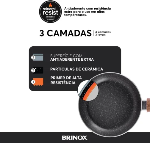 Brinox - Jogo de Panelas Antiaderente Ceramic Life 5 Peças com Fundo de Indução Smart Plus - Granito - Imagem 9