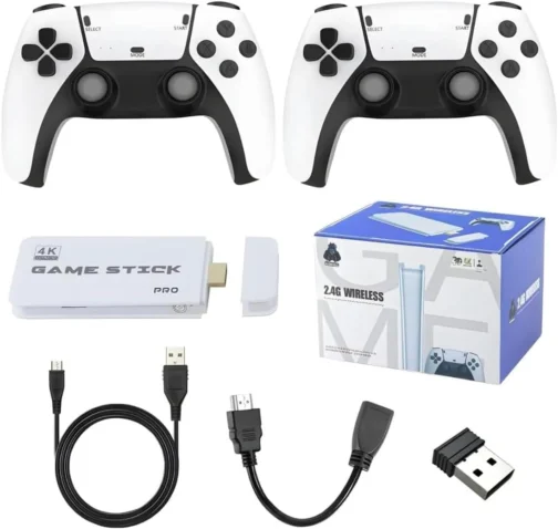 Video Game Retrô, Console, Stick Hdmi Com 2 Controles Sem Fio, Branco, Infantil, Mais de 20 mil Jogos, Diversão, Nostalgia, Brinquedo, Para Crianças - Imagem 4
