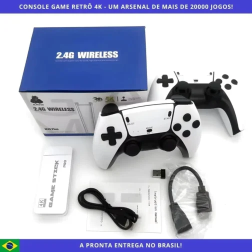 Video Game Retrô, Console, Stick Hdmi Com 2 Controles Sem Fio, Branco, Infantil, Mais de 20 mil Jogos, Diversão, Nostalgia, Brinquedo, Para Crianças - Imagem 5