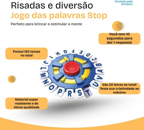 Jogo Stop Eletronico 10 Segundos Busca Palavras Caça Palavras Brinquedo Com Cartas Perguntas Jogo Raciocinio Tappler Trava Letras - Imagem 3