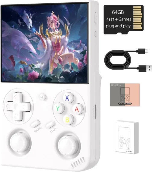 Voacle Console de Jogos Portátil Retrô Anbernic Rg35Xx Pro, Rg 35Xxpro com Suporte para Saída Hdmi, Wi-Fi 5G, Bluetooth 4.2, Tela Ips de 3,5", Sistema Linux Pré-Instalado com 4353 Jogos e Bateria - Imagem 2