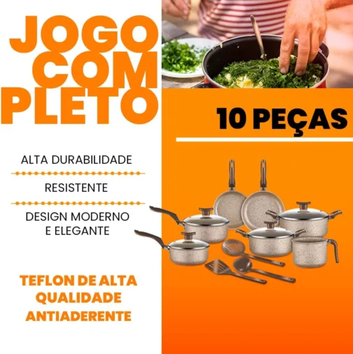 Jogo de Panelas 10 Peças Bianco Antiaderente com Tampa de Vidro - Imagem 5