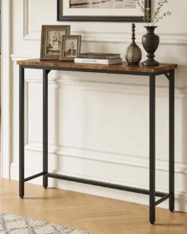 Mesa de console de entrada estreita e mesa lateral de sofá – Mesa de corredor industrial para espaços pequenos, mesa de sofá, sala de estar multifuncional quarto escritório, marrom, 75 x 24 x