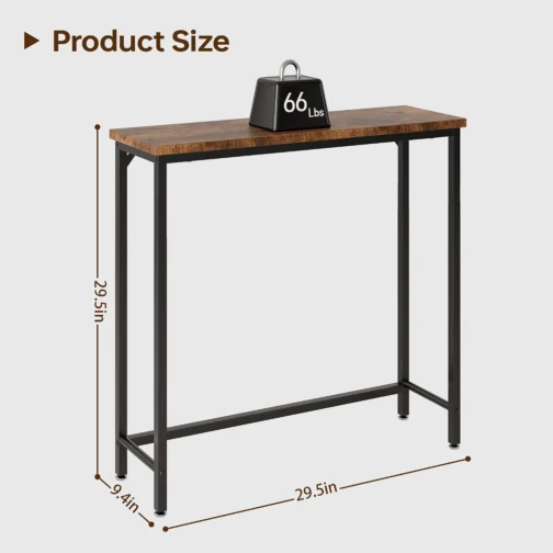 Mesa de console de entrada estreita e mesa lateral de sofá - Mesa de corredor industrial para espaços pequenos, mesa de sofá, sala de estar multifuncional quarto escritório, marrom, 75 x 24 x - Imagem 3
