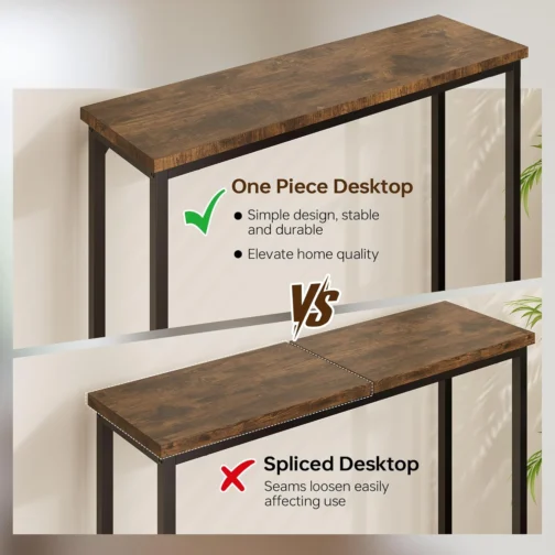 Mesa de console de entrada estreita e mesa lateral de sofá - Mesa de corredor industrial para espaços pequenos, mesa de sofá, sala de estar multifuncional quarto escritório, marrom, 75 x 24 x - Imagem 6